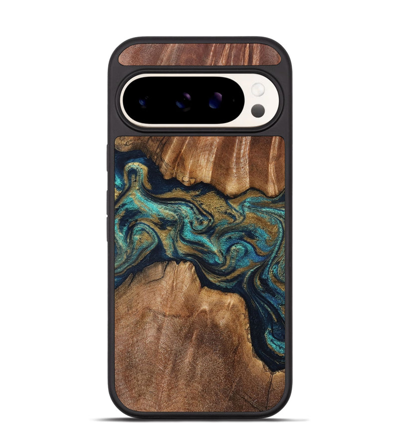 Pixel 9 Pro Wood Phone Case - Rolla (Teal & Gold, 826701)