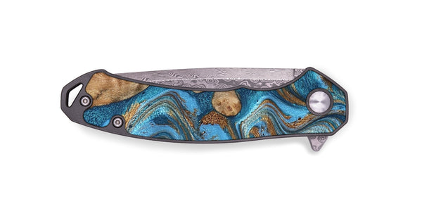 EDC Wood Pocket Knife - Adriane (Teal & Gold, 826702)