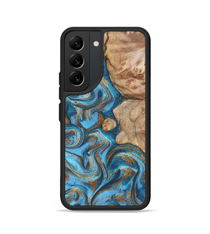 Galaxy S22 Wood Phone Case - Adriane (Teal & Gold, 826702)