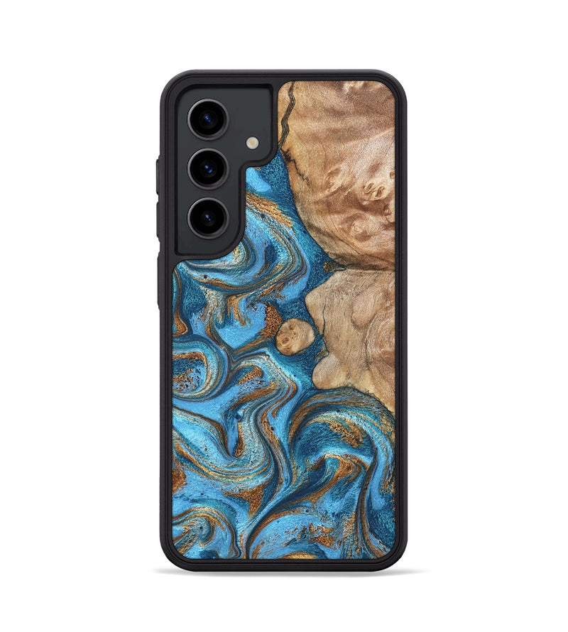 Galaxy S24 Wood Phone Case - Adriane (Teal & Gold, 826702)