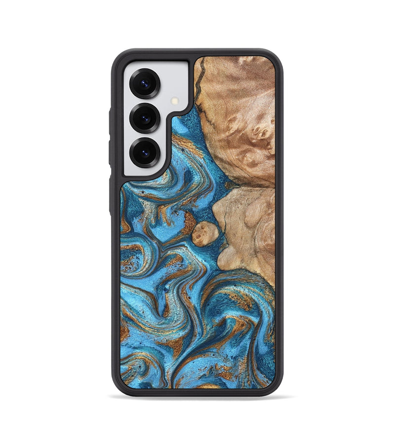Galaxy S25 Wood Phone Case - Adriane (Teal & Gold, 826702)