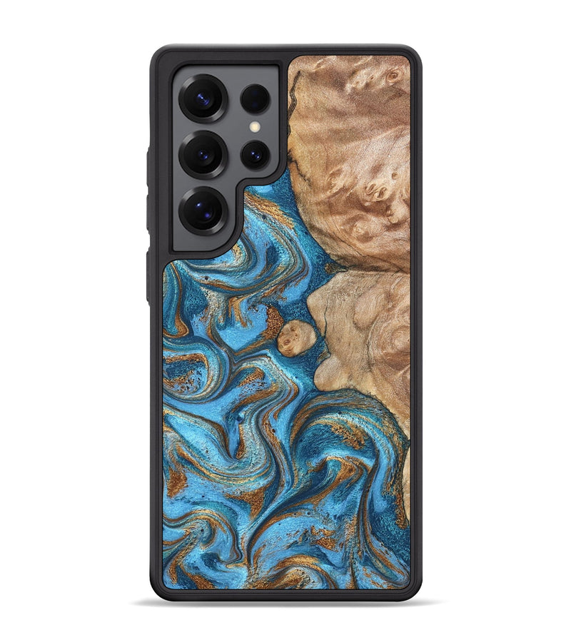 Galaxy S25 Ultra Wood Phone Case - Adriane (Teal & Gold, 826702)