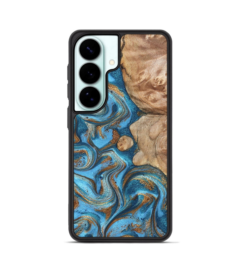 Galaxy S26 Wood Phone Case - Adriane (Teal & Gold, 826702)