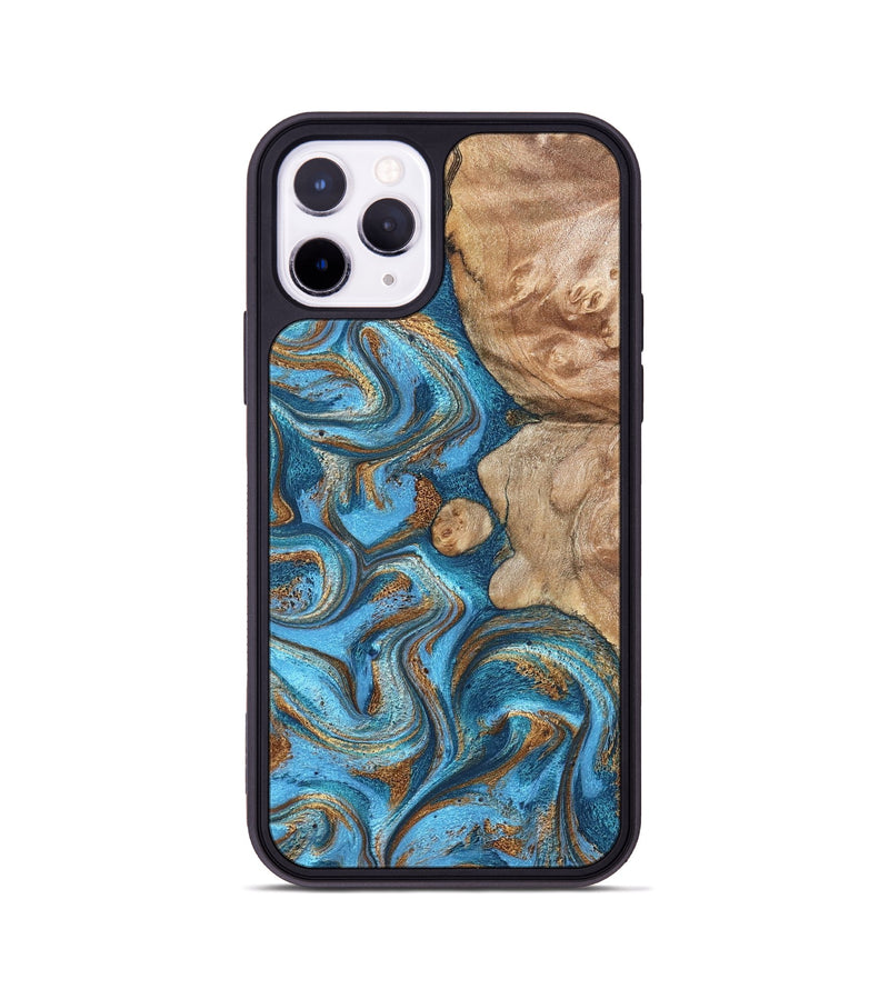 iPhone 11 Pro Wood Phone Case - Adriane (Teal & Gold, 826702)