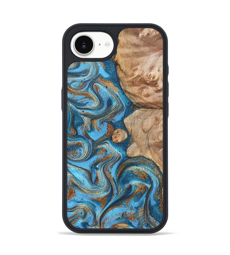 iPhone 17e Wood Phone Case - Adriane (Teal & Gold, 826702)