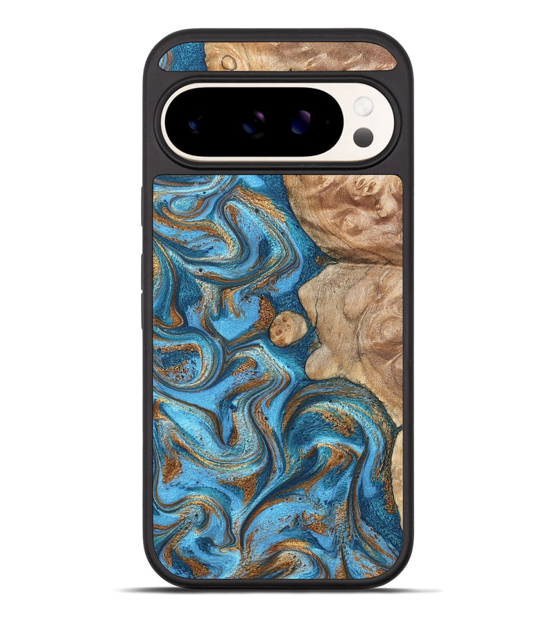 Pixel 10 Pro XL Wood Phone Case - Adriane (Teal & Gold, 826702)