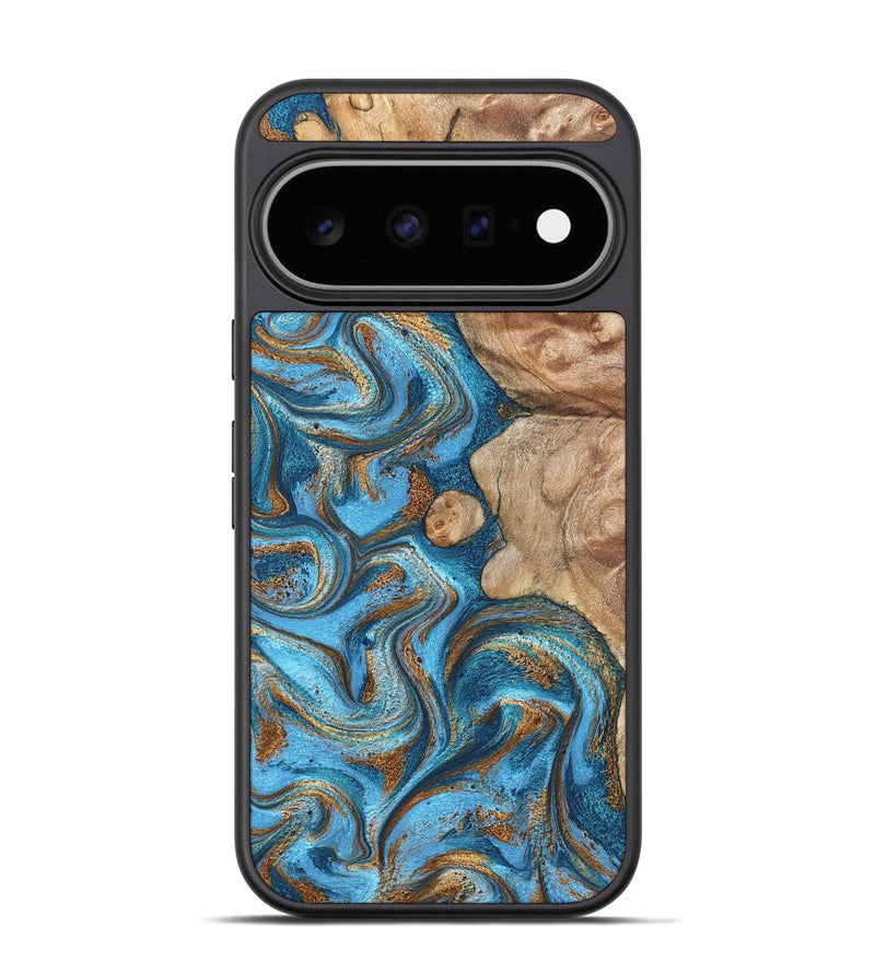Pixel 11 Pro Wood Phone Case - Adriane (Teal & Gold, 826702)