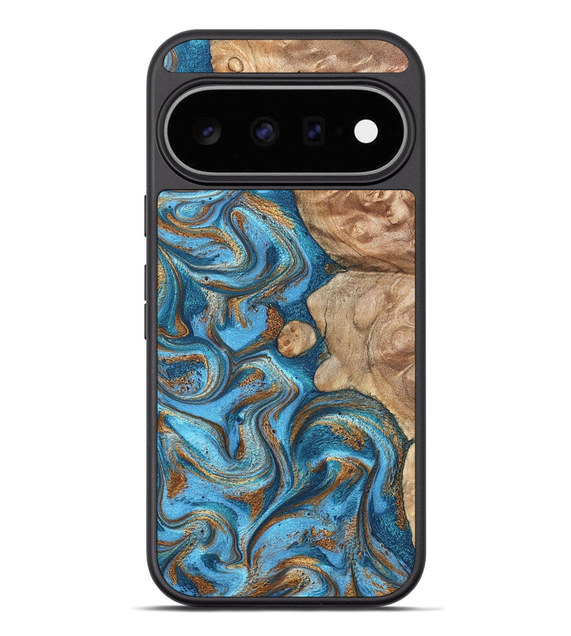 Pixel 11 Pro XL Wood Phone Case - Adriane (Teal & Gold, 826702)