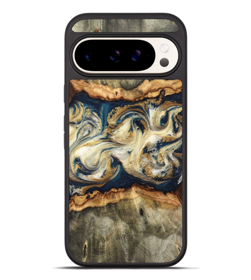 Pixel 10 Pro XL Wood Phone Case - Saige (Teal & Gold, 826703)