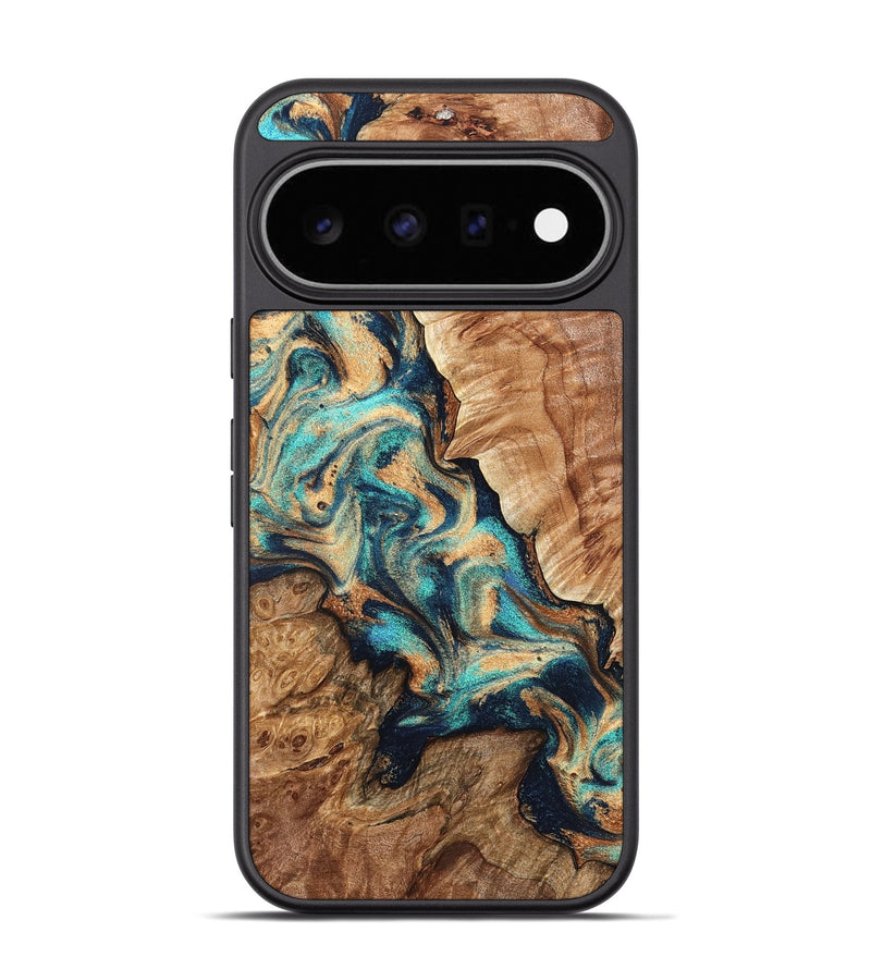 Pixel 11 Pro Wood Phone Case - Ronny (Teal & Gold, 826704)