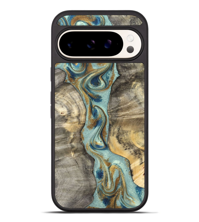 Pixel 10 Pro XL Wood Phone Case - Maura (Teal & Gold, 826708)