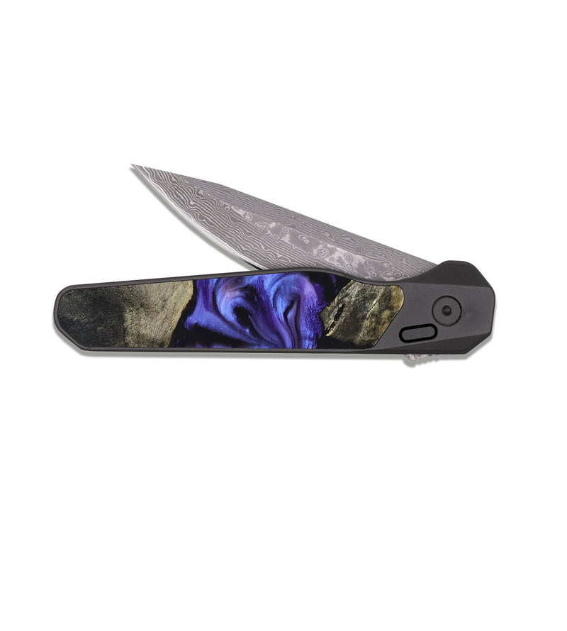 EDC Dark Damascus Wood Pocket Knife - Sincere (Purple, 826716)