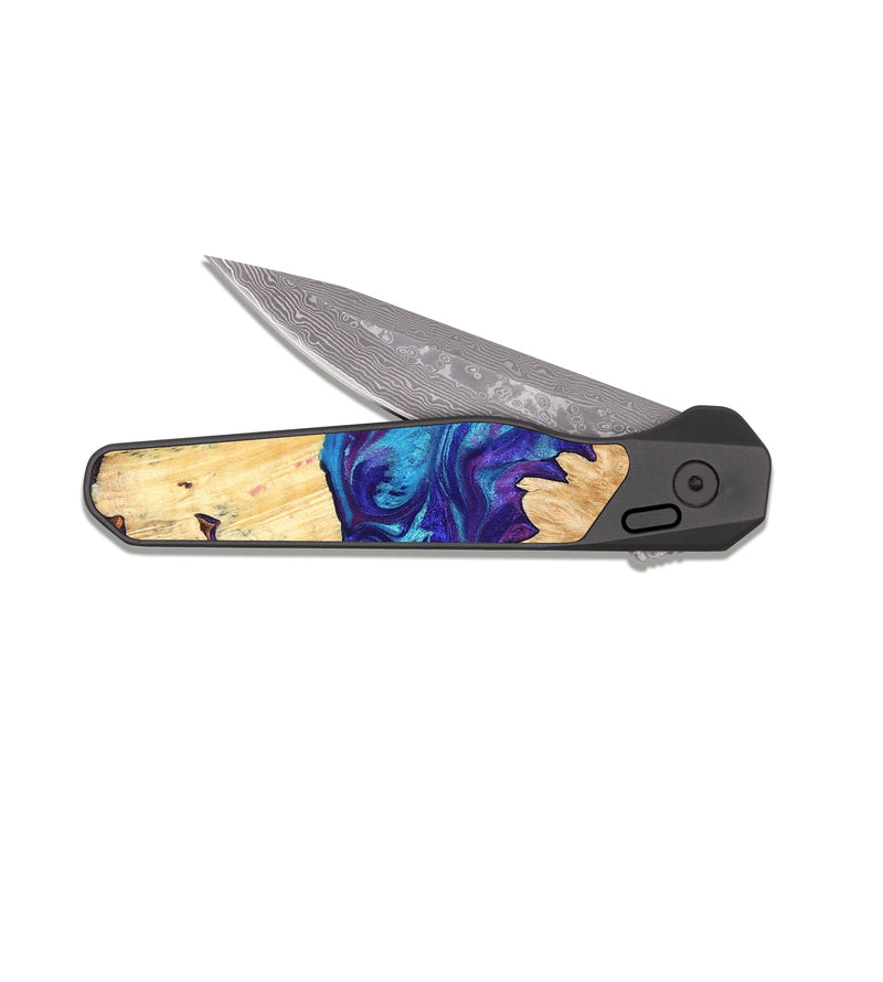 EDC Dark Damascus Wood Pocket Knife - Lesia (Purple, 826718)