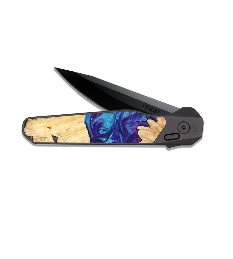 EDC Dark Slate Wood Pocket Knife - Lesia (Purple, 826718)