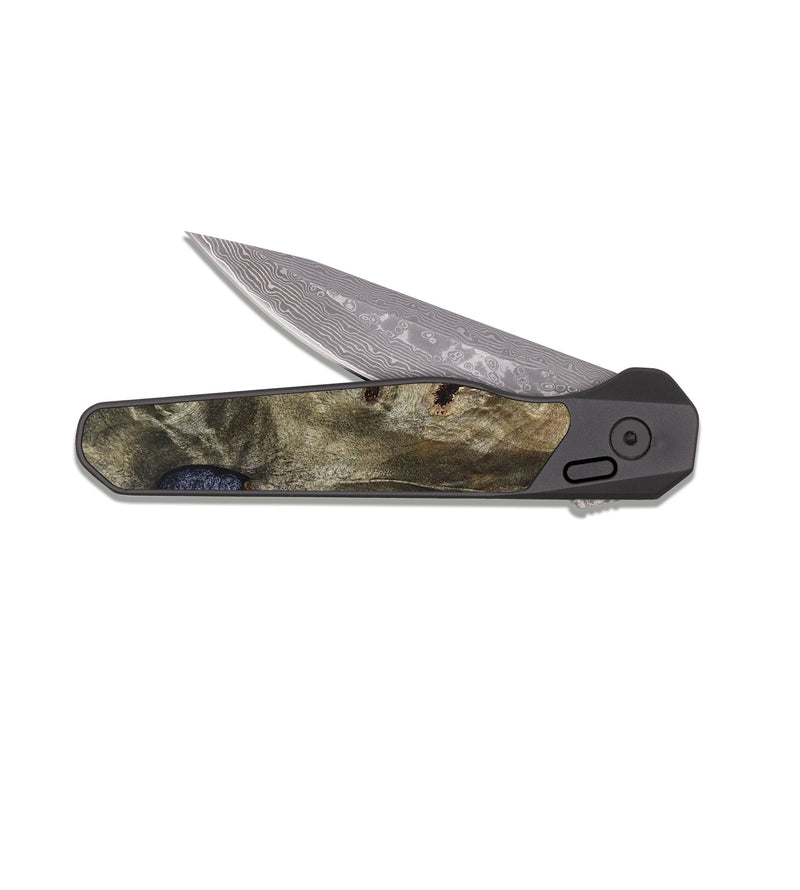 EDC Dark Damascus Wood Pocket Knife - Darian (Wood Burl, 826727)