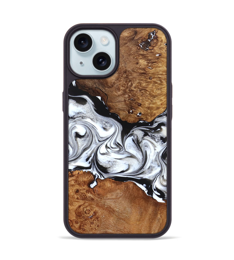 iPhone 15 Wood Phone Case - Jaxon (Black & White, 826732)