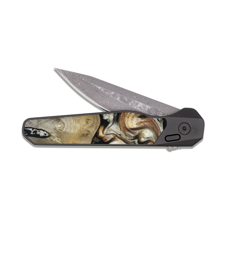 EDC Dark Damascus Wood Pocket Knife - Journee (Black & White, 826733)