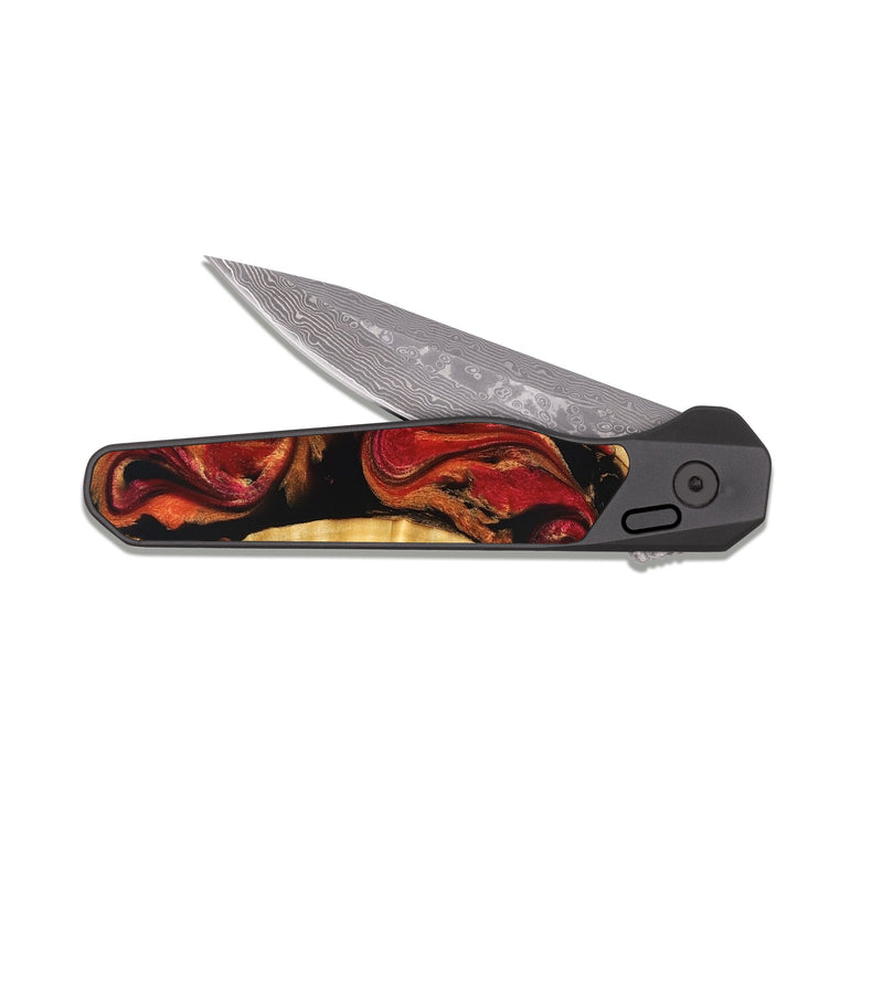 EDC Dark Damascus Wood Pocket Knife - Tera (Red, 826738)