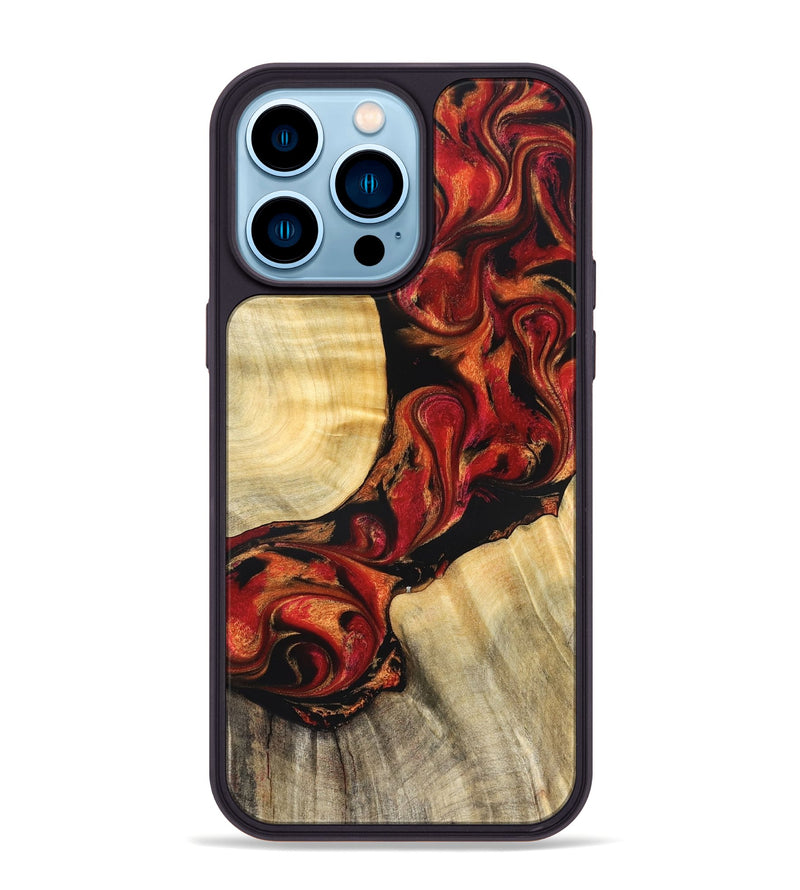 iPhone 14 Pro Max Wood Phone Case - Tera (Red, 826738)