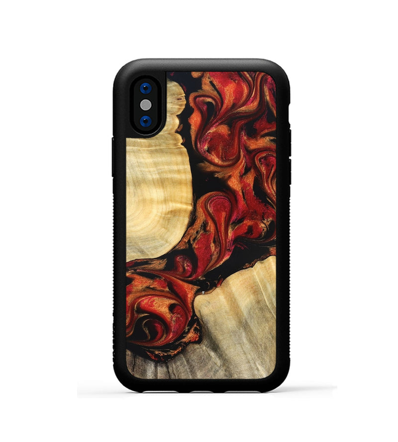 iPhone Xs Wood Phone Case - Tera (Red, 826738)
