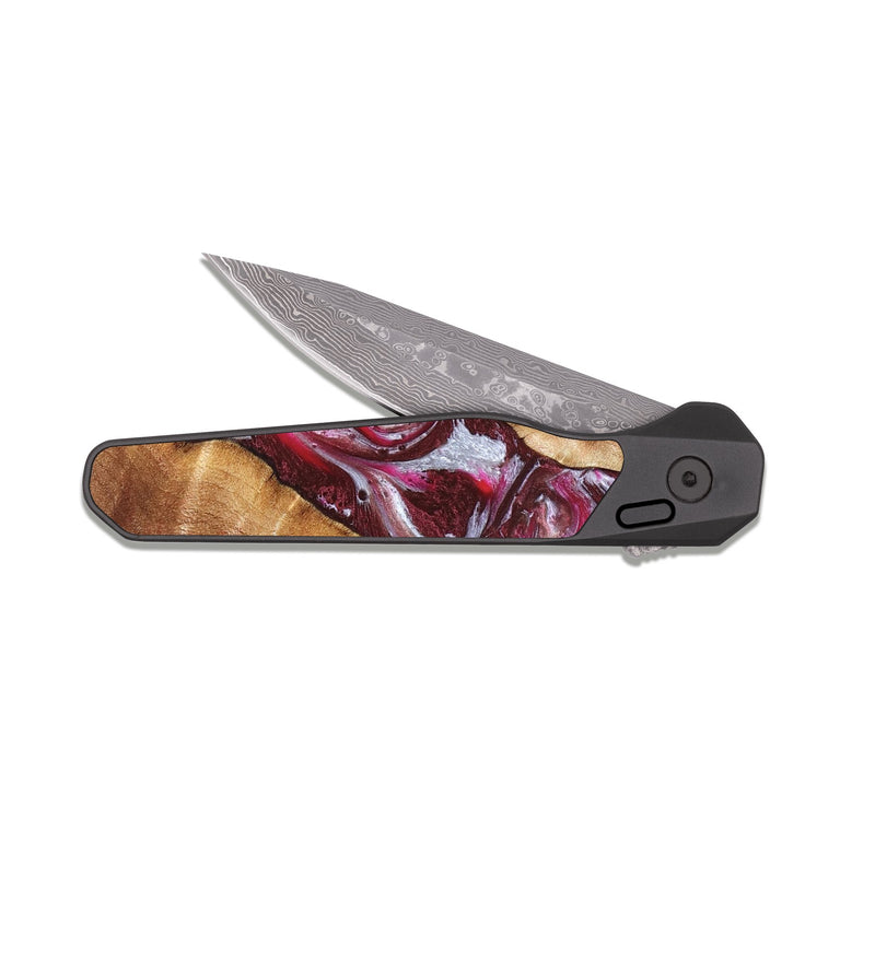 EDC Dark Damascus Wood Pocket Knife - Perla (Red, 826739)