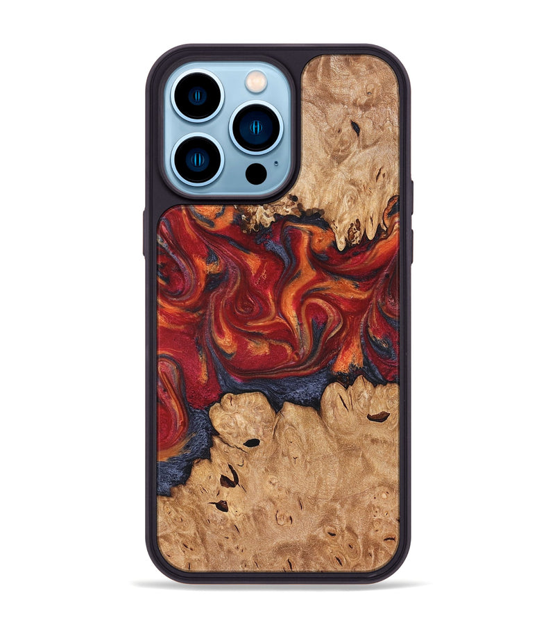 iPhone 14 Pro Max Wood Phone Case - Charles (Red, 826740)
