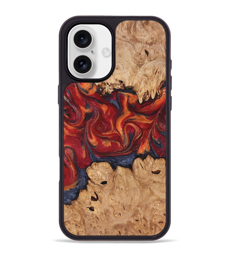 iPhone 16 Plus Wood Phone Case - Charles (Red, 826740)