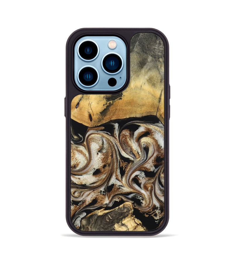 iPhone 14 Pro Wood Phone Case - Tariq (Black & White, 826758)