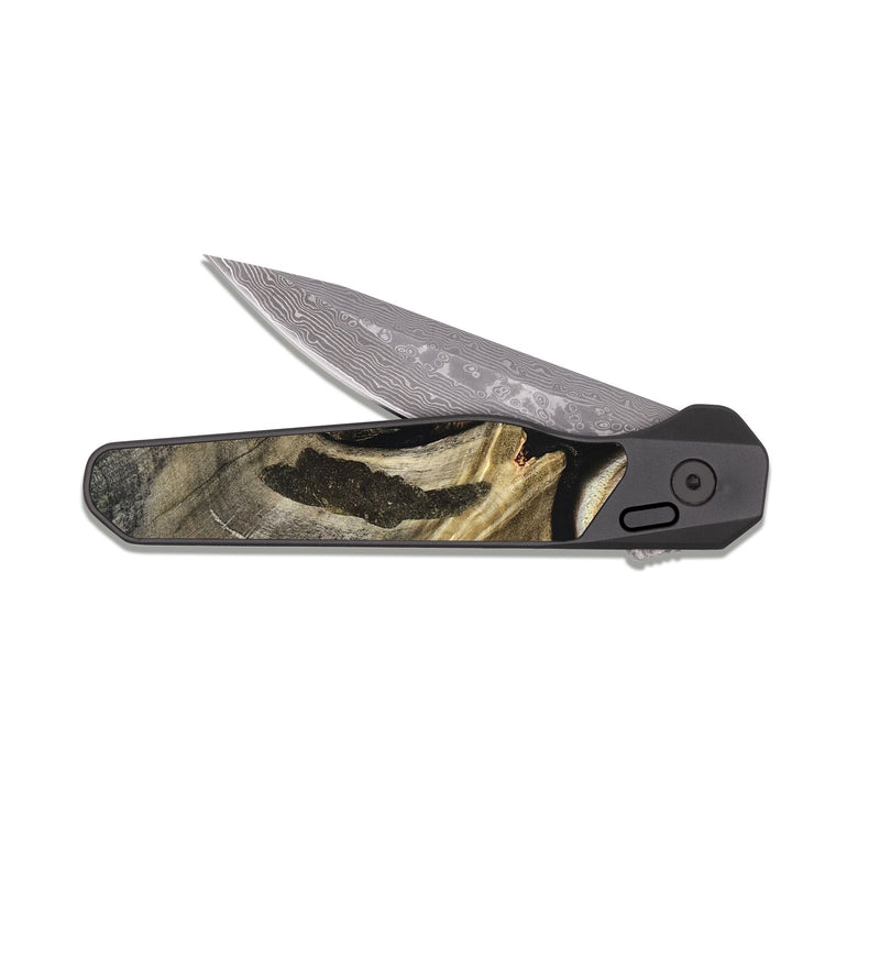 EDC Dark Damascus Wood Pocket Knife - Jaslyn (Black & White, 826759)