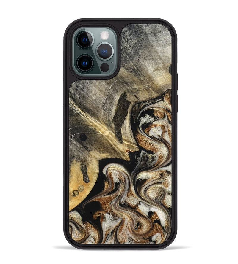 iPhone 12 Pro Max Wood Phone Case - Jaslyn (Black & White, 826759)