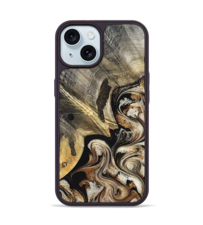 iPhone 15 Wood Phone Case - Jaslyn (Black & White, 826759)
