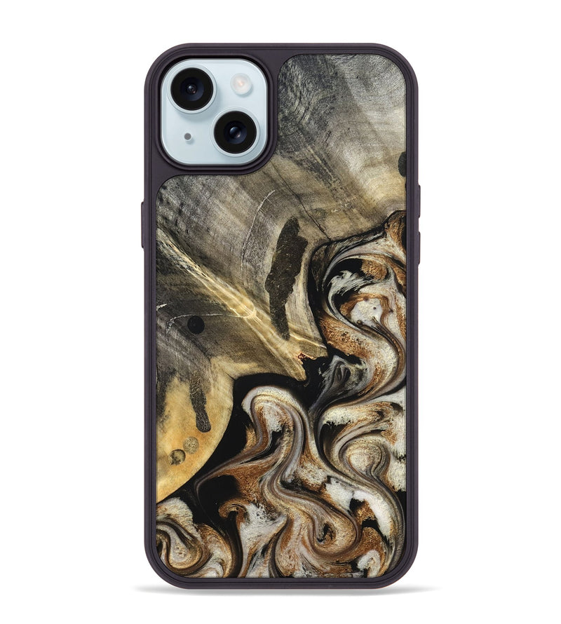 iPhone 15 Plus Wood Phone Case - Jaslyn (Black & White, 826759)