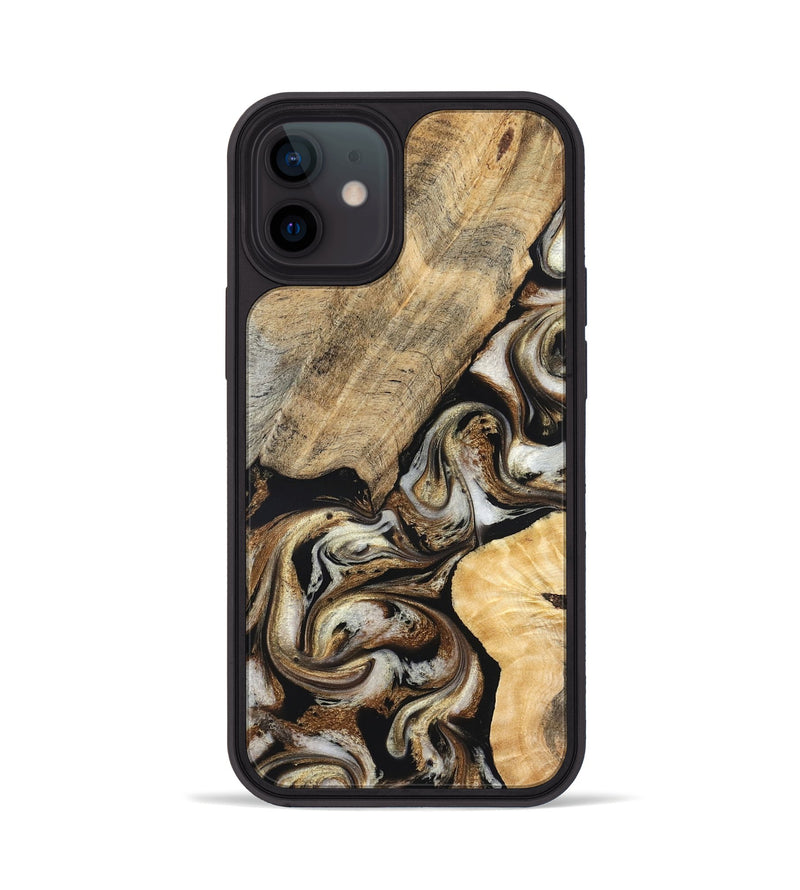 iPhone 12 Wood Phone Case - Ike (Black & White, 826760)