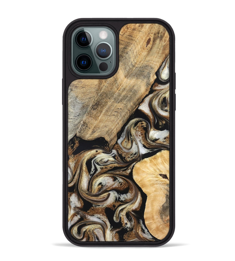 iPhone 12 Pro Max Wood Phone Case - Ike (Black & White, 826760)
