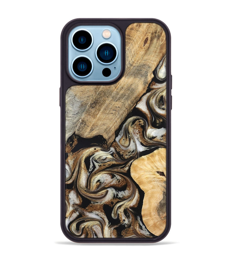 iPhone 14 Pro Max Wood Phone Case - Ike (Black & White, 826760)