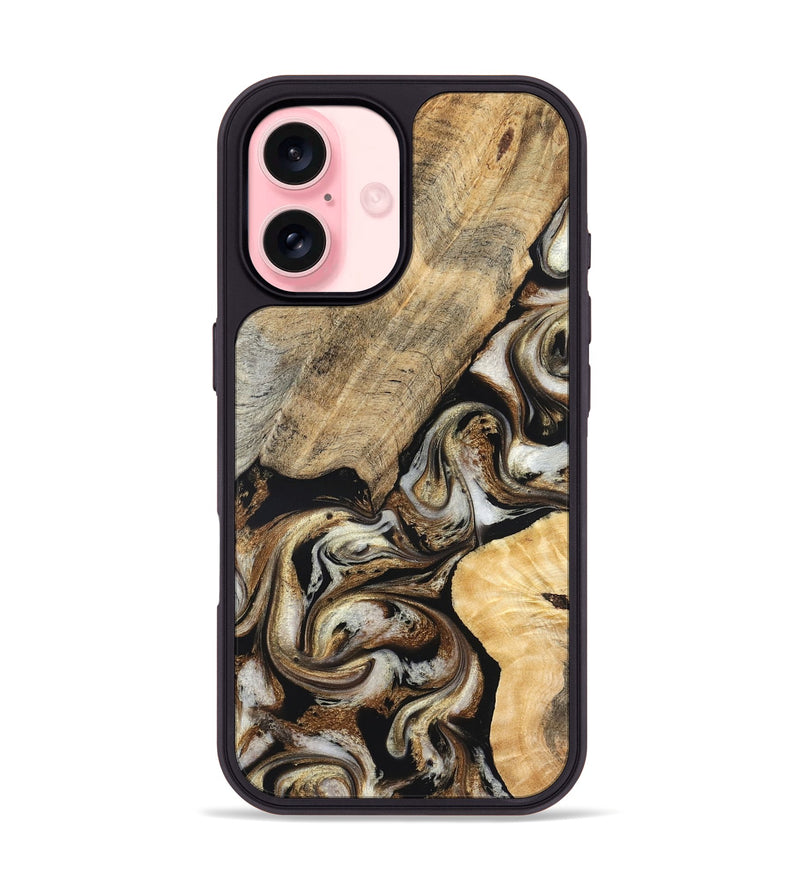 iPhone 16 Wood Phone Case - Ike (Black & White, 826760)