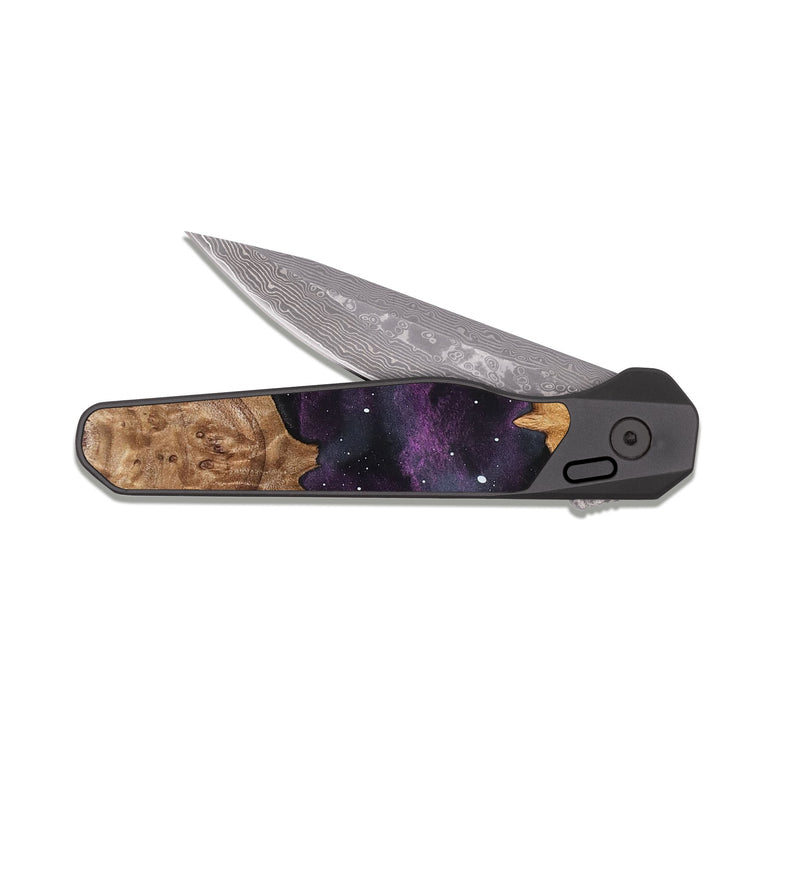 EDC Dark Damascus Wood Pocket Knife - Yandel (Cosmos, 826767)