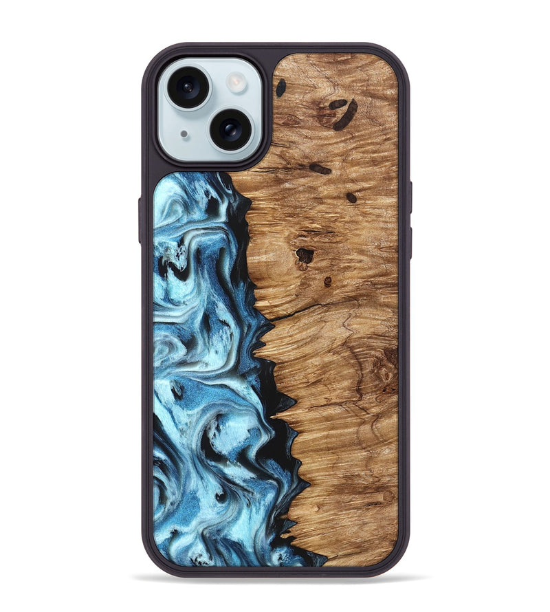 iPhone 15 Plus Wood Phone Case - Twila (Blue, 826822)