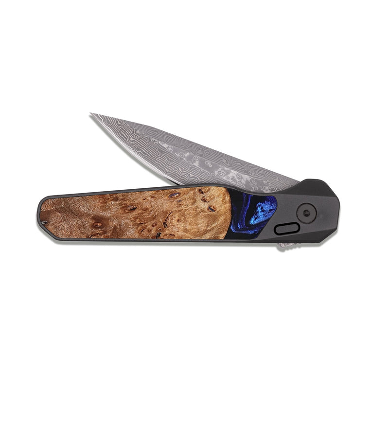 EDC Dark Damascus Wood Pocket Knife - Irwin (Blue, 826826)