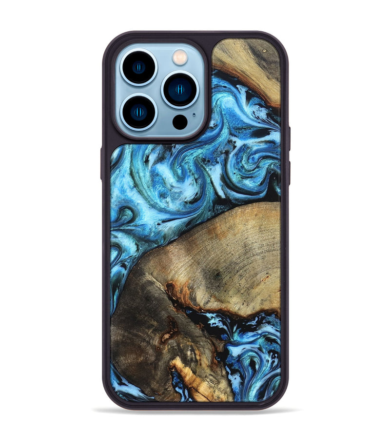 iPhone 14 Pro Max Wood Phone Case - Spring (Blue, 826842)