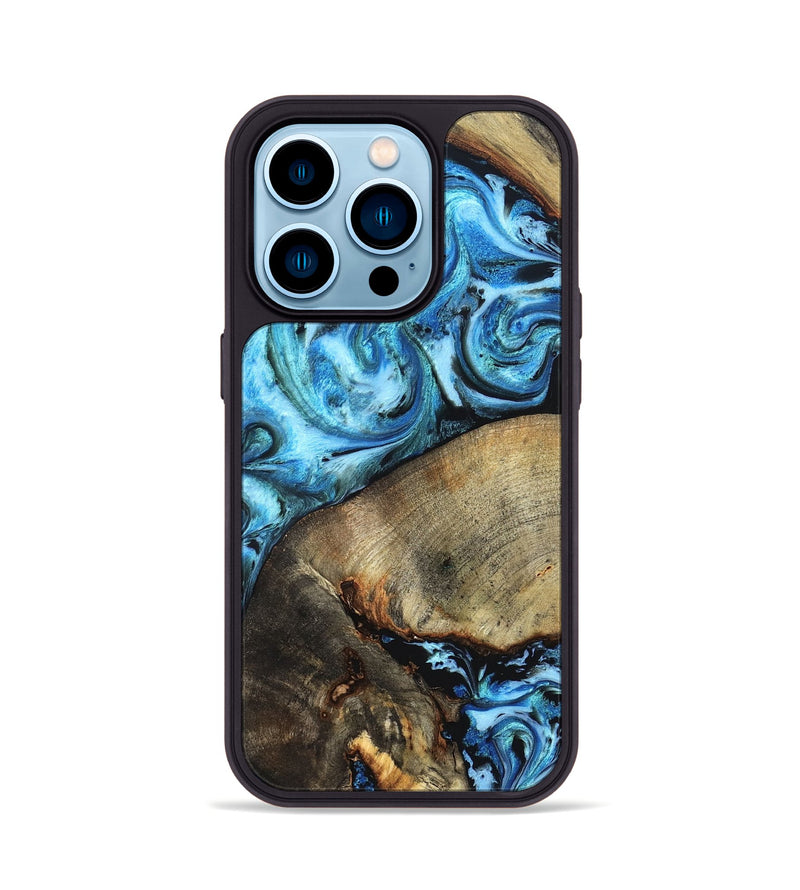iPhone 14 Pro Wood Phone Case - Spring (Blue, 826842)