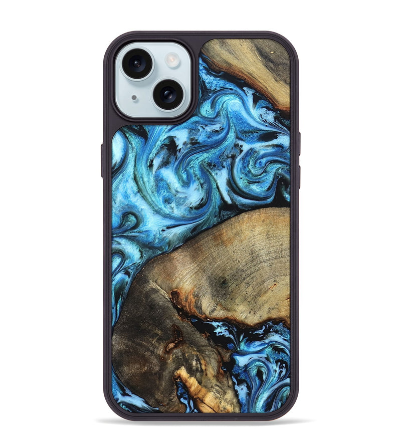 iPhone 15 Plus Wood Phone Case - Spring (Blue, 826842)