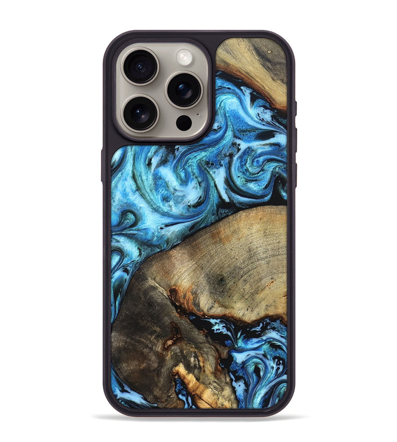 iPhone 15 Pro Max Wood Phone Case - Spring (Blue, 826842)