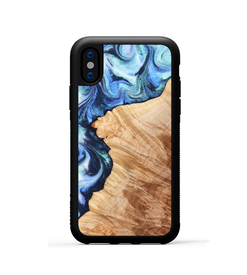 iPhone Xs Wood Phone Case - Armando (Blue, 826845)
