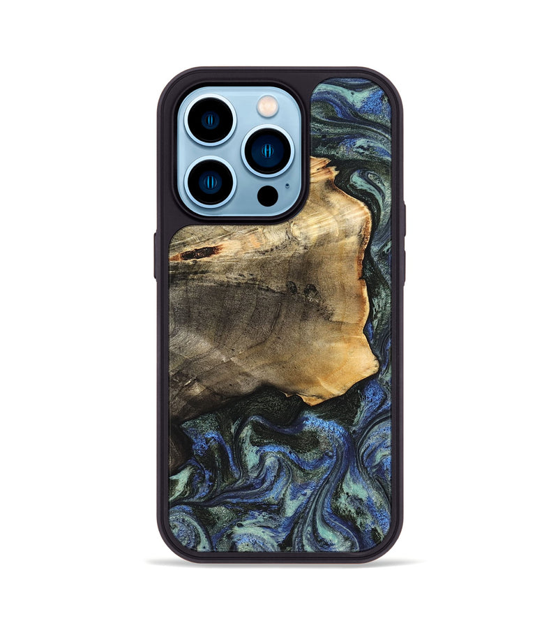 iPhone 14 Pro Wood Phone Case - Gunner (Blue, 826846)