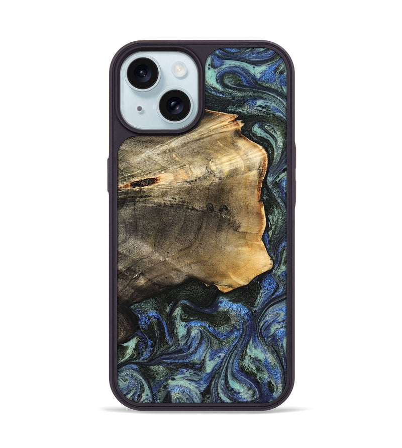 iPhone 15 Wood Phone Case - Gunner (Blue, 826846)