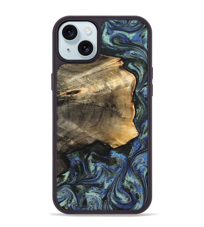 iPhone 15 Plus Wood Phone Case - Gunner (Blue, 826846)