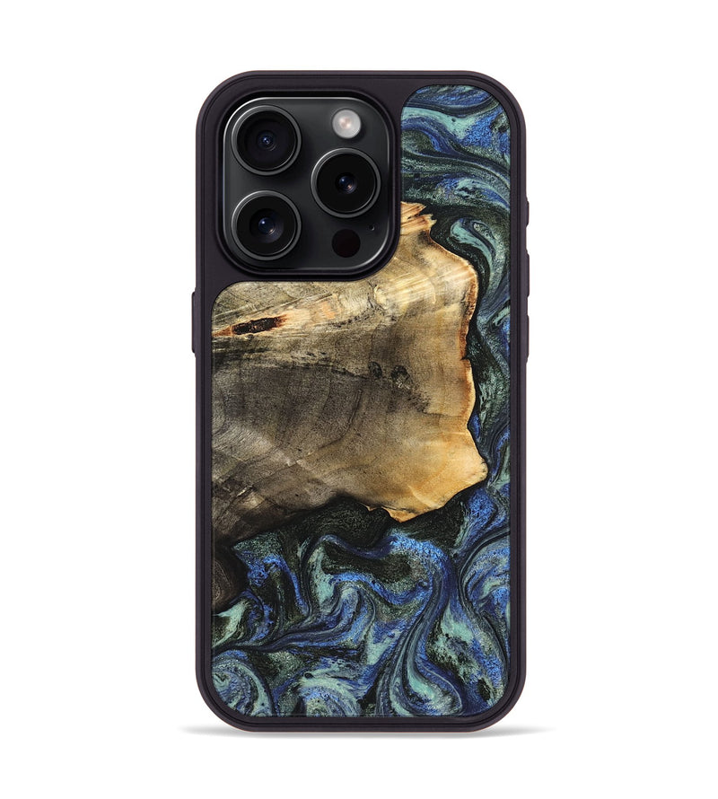 iPhone 15 Pro Wood Phone Case - Gunner (Blue, 826846)
