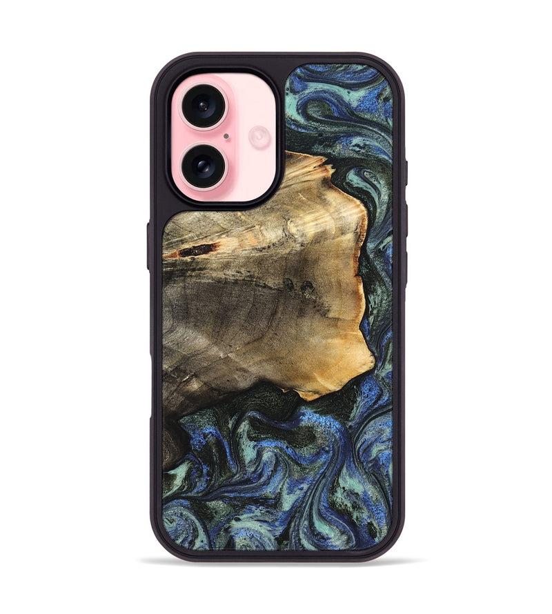 iPhone 16 Wood Phone Case - Gunner (Blue, 826846)