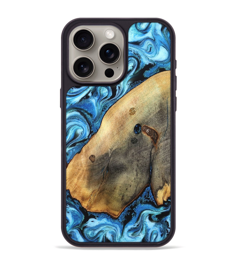 iPhone 15 Pro Max Wood Phone Case - Pete (Blue, 826847)